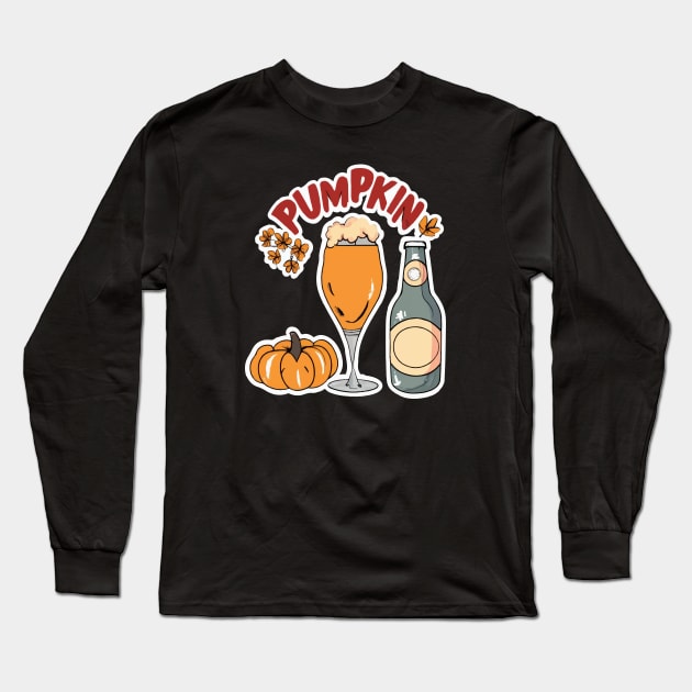 Pumpkin Beer - Halloween Long Sleeve T-Shirt by ArtfulDesign